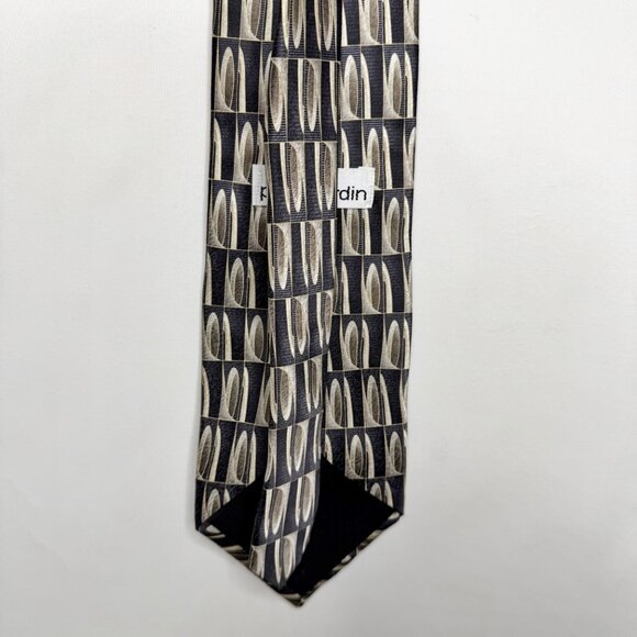 Pierre Cardin Men’s Neck Tie 4” Black & Beige Geometric 100% Silk Necktie USA - Picture 5 of 12